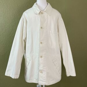 Vintage Armani Exchange Men’s Medium White Button Down Utility Shacket Jacket
